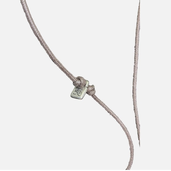 Uno de 50 Silver Plated Flower Pendant on Brown Cord Necklace - Picture 8 of 8